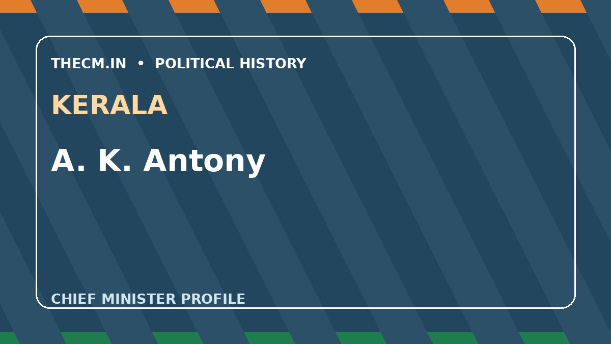 A. K. Antony – Chief Minister profile of Kerala