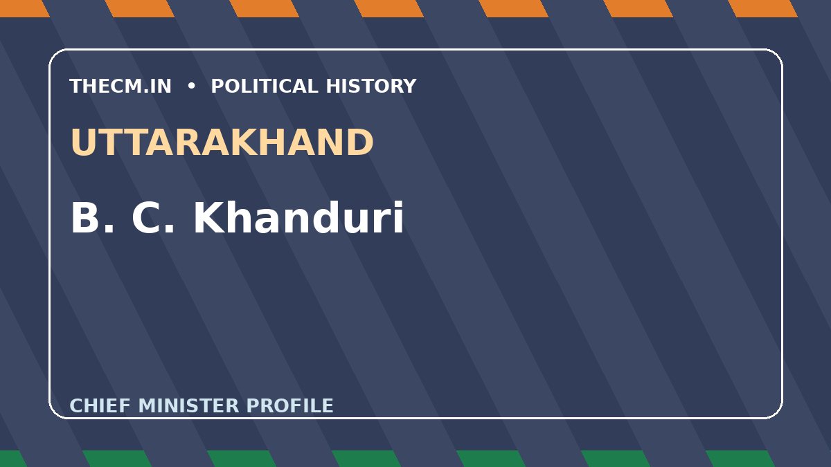 B. C. Khanduri – Chief Minister profile of Uttarakhand