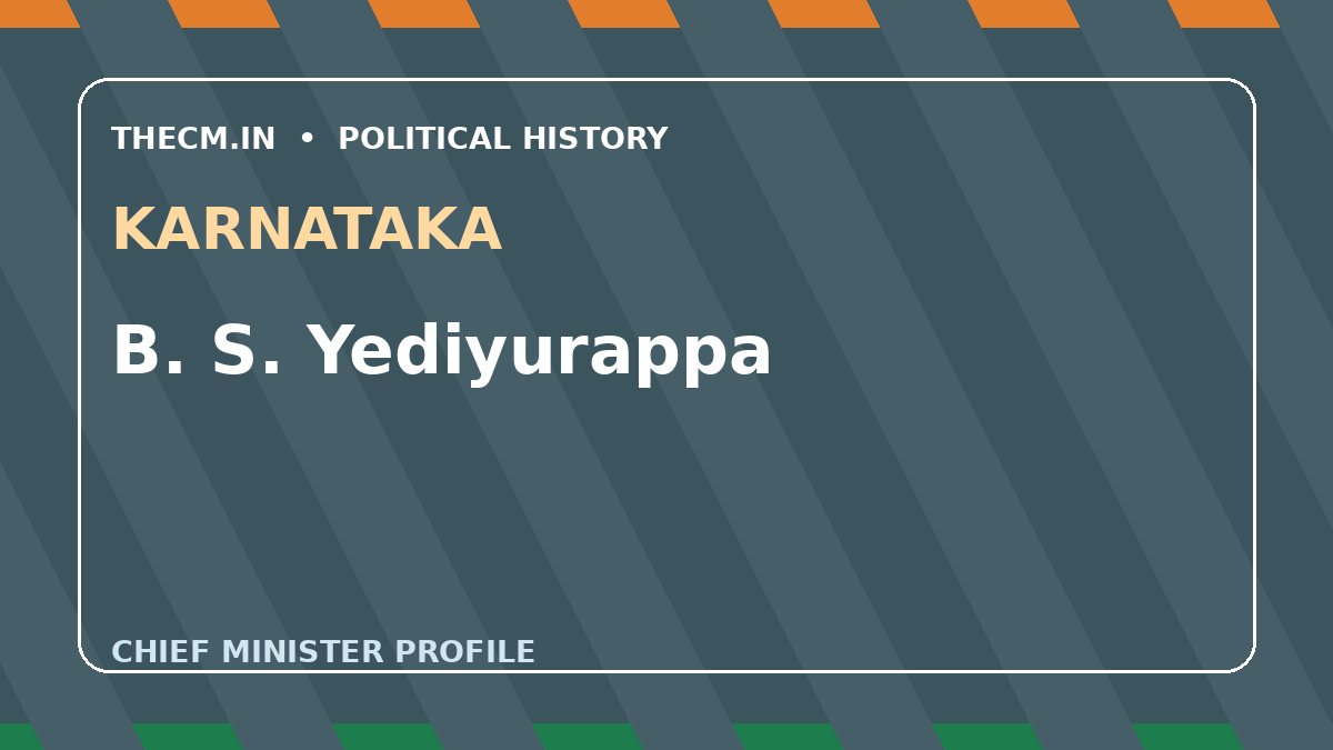 B. S. Yediyurappa – Chief Minister profile of Karnataka