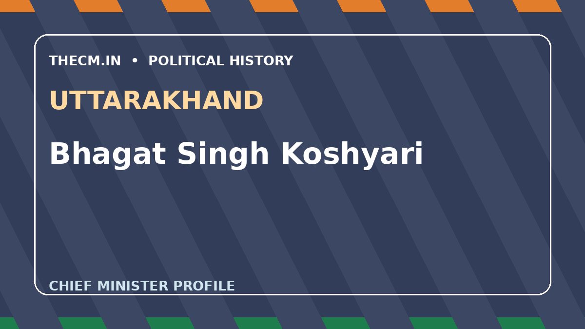 Bhagat Singh Koshyari – Chief Minister profile of Uttarakhand