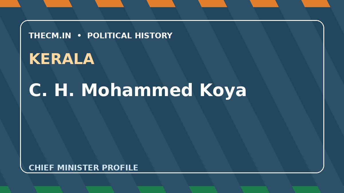 C. H. Mohammed Koya – Chief Minister profile of Kerala