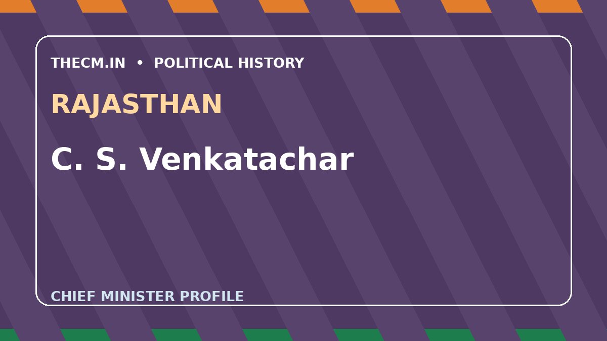C. S. Venkatachar – Chief Minister profile of Rajasthan