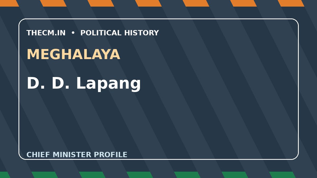 D. D. Lapang – Chief Minister profile of Meghalaya