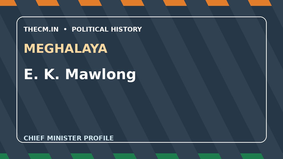 E. K. Mawlong – Chief Minister profile of Meghalaya