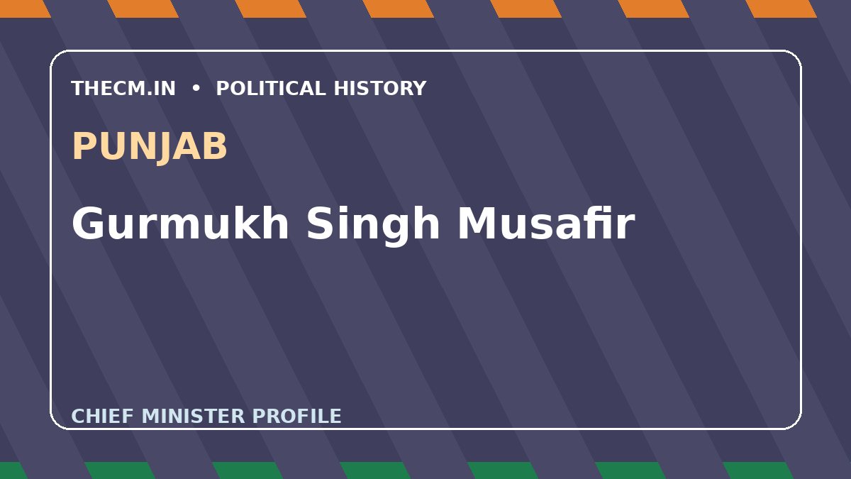 Gurmukh Singh Musafir – Chief Minister profile of Punjab