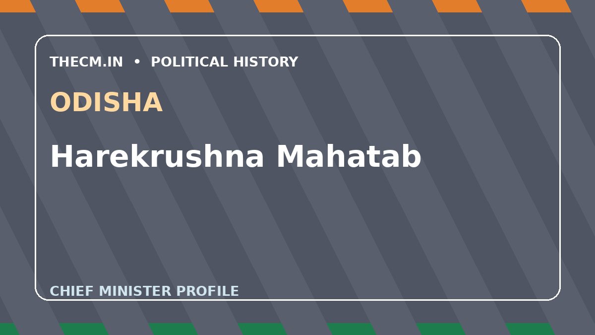 Harekrushna Mahatab – Chief Minister profile of Odisha