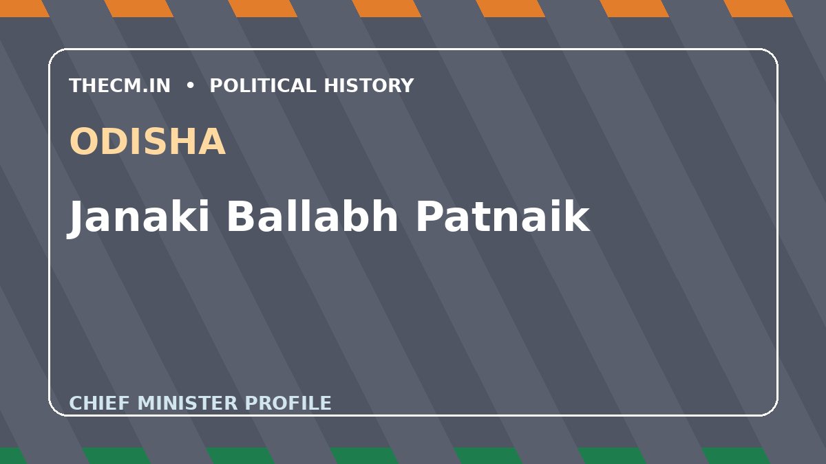 Janaki Ballabh Patnaik – Chief Minister profile of Odisha