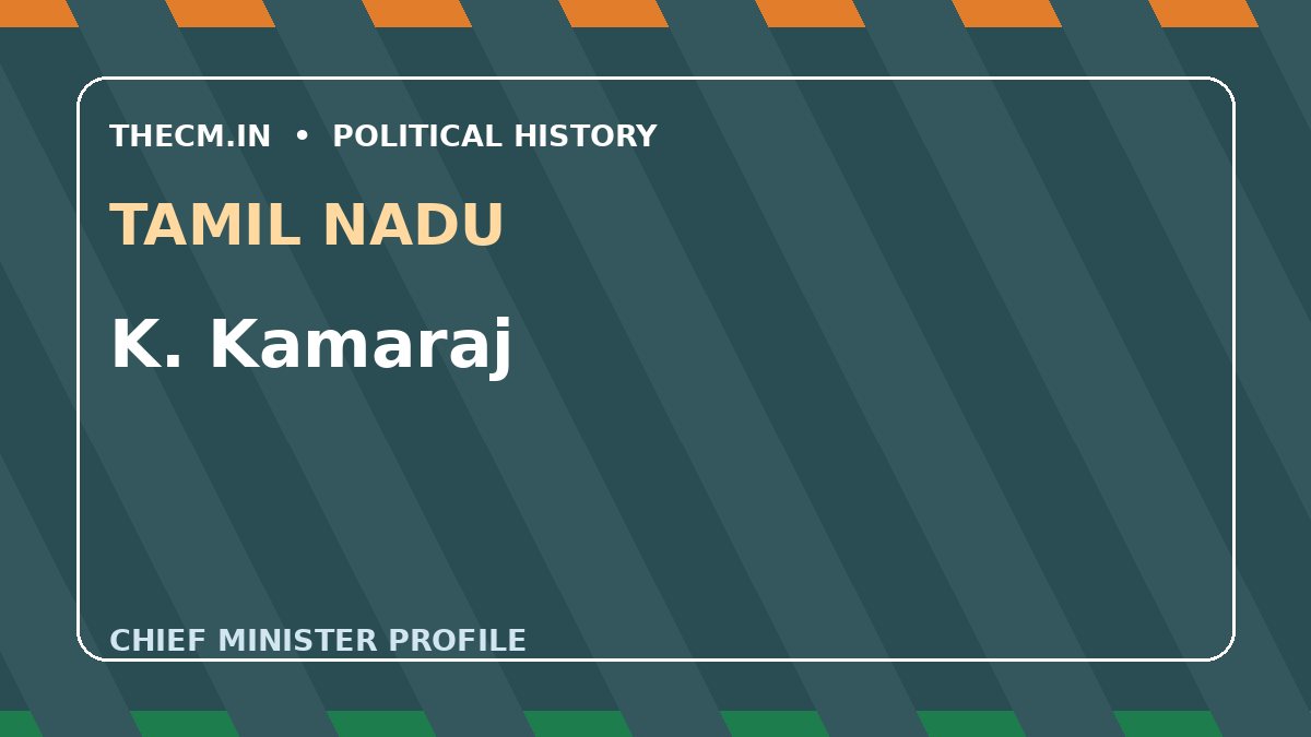 K. Kamaraj – Chief Minister profile of Tamil Nadu