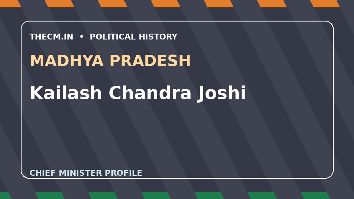 Kailash Chandra Joshi – Chief Minister profile of Madhya Pradesh