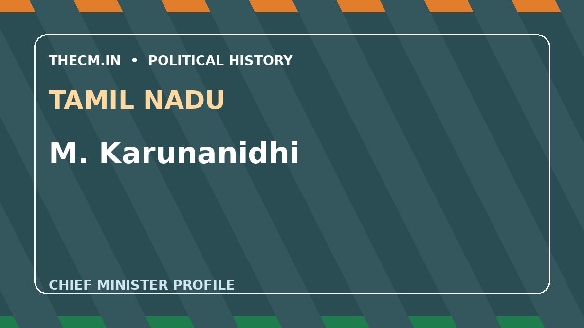 M. Karunanidhi – Chief Minister profile of Tamil Nadu