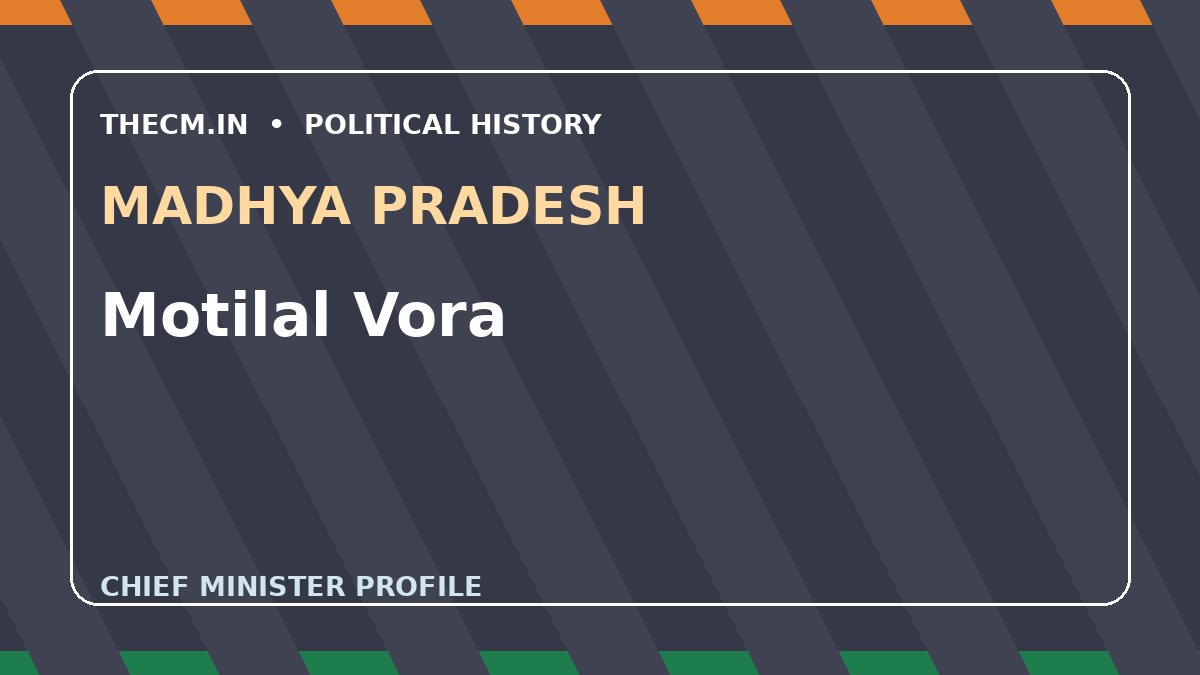 Motilal Vora – Chief Minister profile of Madhya Pradesh