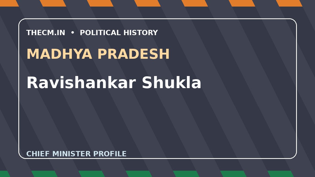 Ravishankar Shukla – Chief Minister profile of Madhya Pradesh