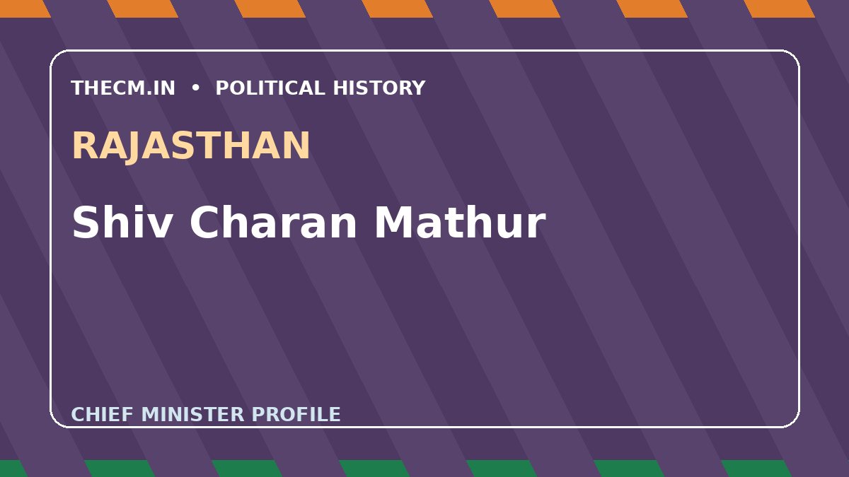 Shiv Charan Mathur – Chief Minister profile of Rajasthan