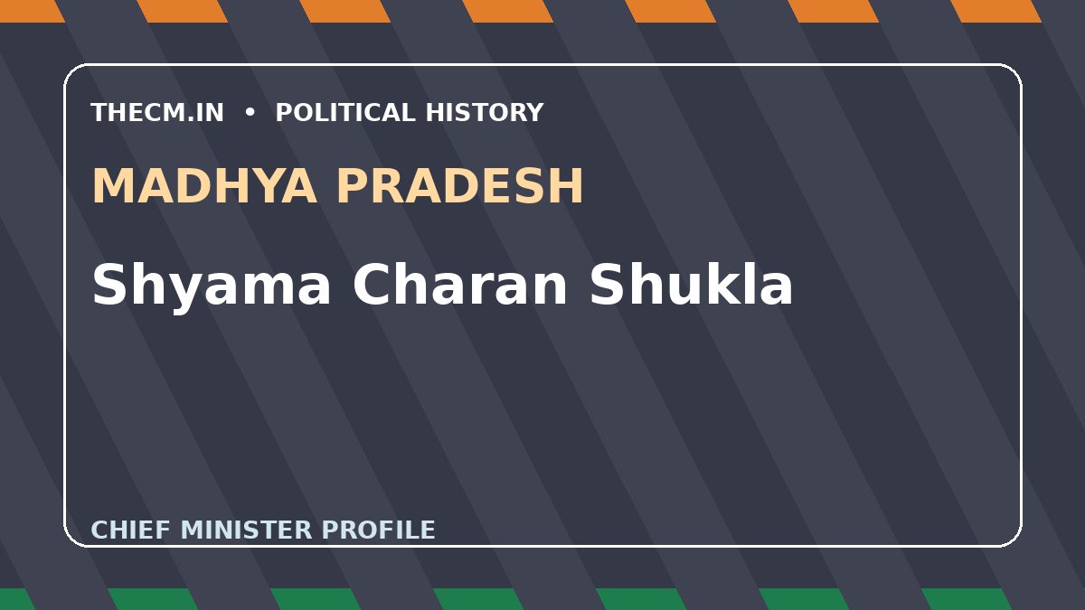 Shyama Charan Shukla – Chief Minister profile of Madhya Pradesh