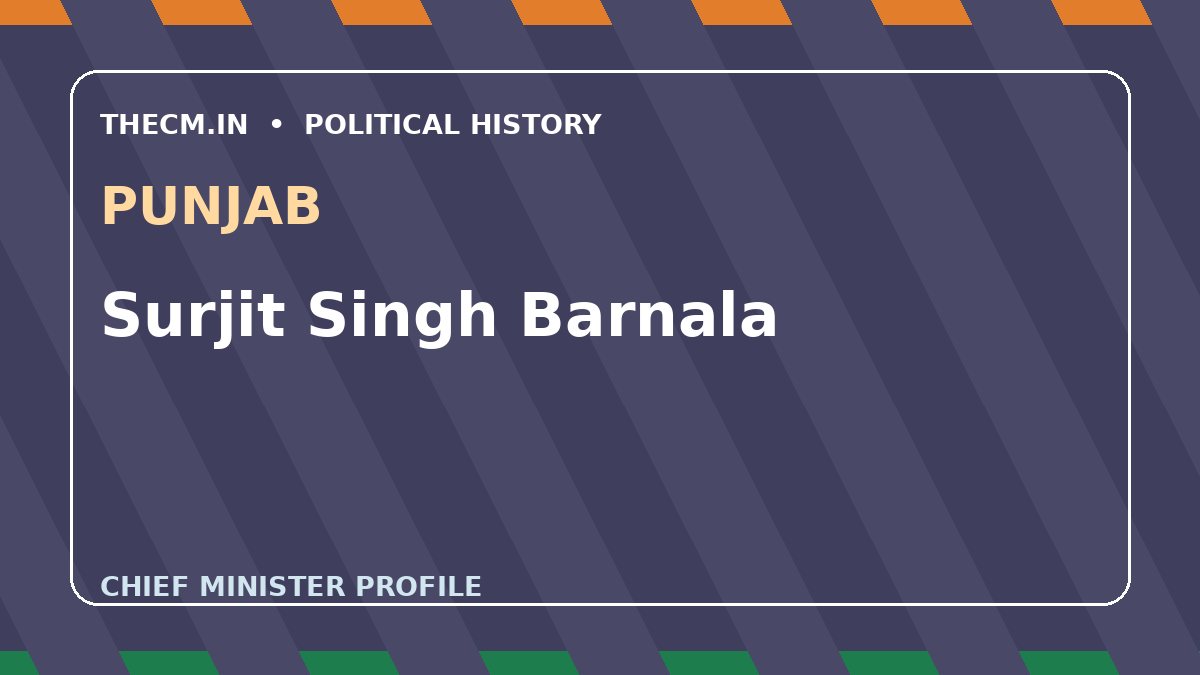 Surjit Singh Barnala – Chief Minister profile of Punjab