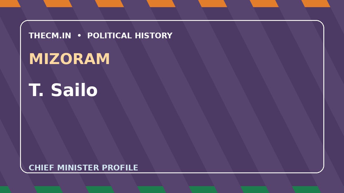 T. Sailo – Chief Minister profile of Mizoram